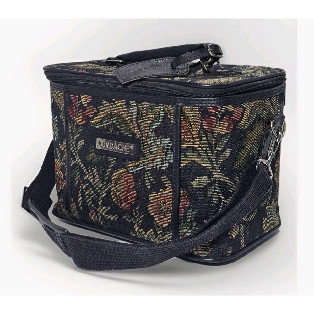 Vintage 1980s Jordache Floral Tapestry Makeup Travel Bag | Iconic Glam Carry-on
